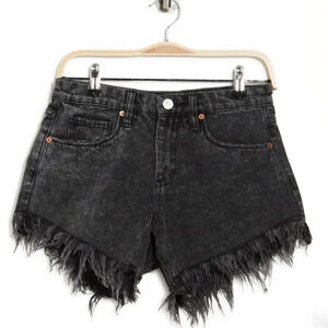 Blank NYC High Rise Fray Cut Off Denim Shorts in Black Size 14W